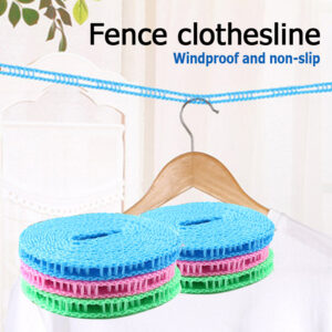 5 meter portable nylon clothesline – windproof & non slip outdoor travel laundry rope with hooks