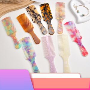luxury marble acetate hair comb – colorful double sided irregular fashion comb for detangling & styling