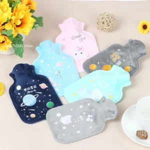 cute cartoon hot water bag with plush cover