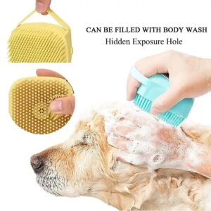 2 in 1 silicone pet bath brush & shampoo dispenser – soft rubber massage comb for dogs and cats
