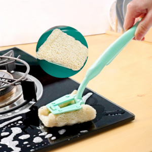 natural loofah brush with long handle eco friendly cleaning